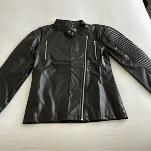 Black Faux Leather Biker Jacket
